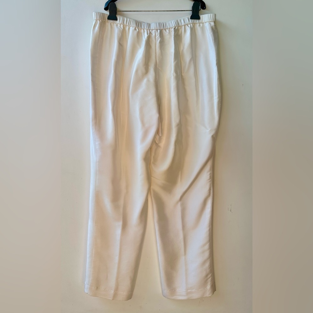 Neiman Marcus 100% Silk Elegant Cream White Women's Pants, XL - Picture 7 of 9